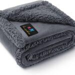 Waterproof Pet Blanket, Liquid Pee Proof Dog Blanket for Sofa Bed Couch, Reversible Sherpa Fleece Furniture Protector Cover for Small Medium Large Dogs Cats, Dark Gray Small40" x 28"