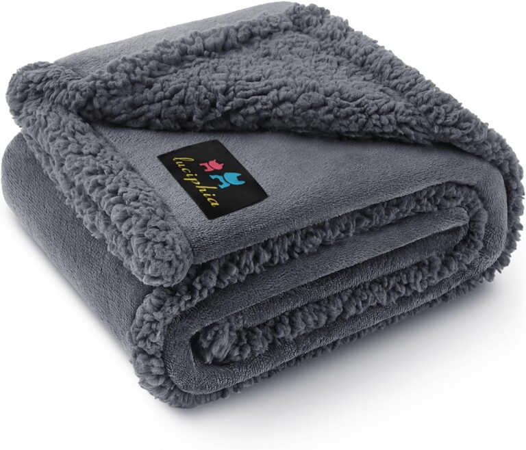 Waterproof Pet Blanket, Liquid Pee Proof Dog Blanket for Sofa Bed Couch, Reversible Sherpa Fleece Furniture Protector Cover for Small Medium Large Dogs Cats, Dark Gray Small40" x 28"