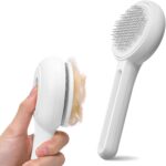 Self Cleaning Slicker Cat & Dog Brush - Skin Friendly Shedding Grooming Tool for Pets, Pet Supplies Accessories, Deshedding Comb for Short Long Haired Kittens, Massage Function to Removes Loose Fur