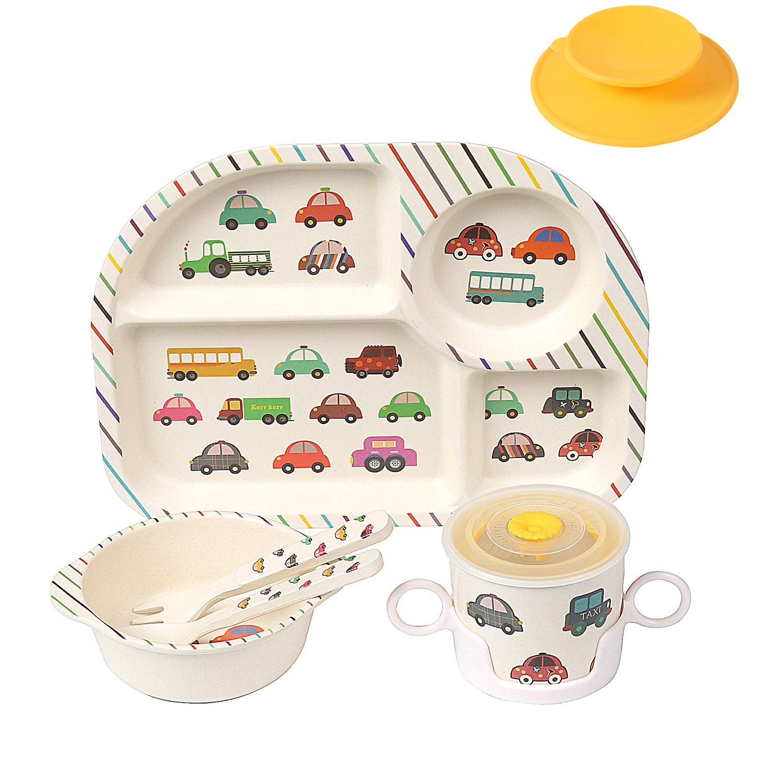 shopwithgreen 7Pcs/Set Bamboo Kids Dinnerware Set - Children Dishes - Food Plate Bowl Cup Spoon Fork Set Dishware, Cartoon Tableware, Dishwasher Safe Kids Healthy Mealtime, BPA Free shopwithgreen 7Pcs/Set Bamboo Kids Dinnerware Set - Children Dishes - Food Plate Bowl Cup Spoon Fork Set Dishware, Cartoon Tableware, Dishwasher Safe Kids Healthy Mealtime, BPA Free