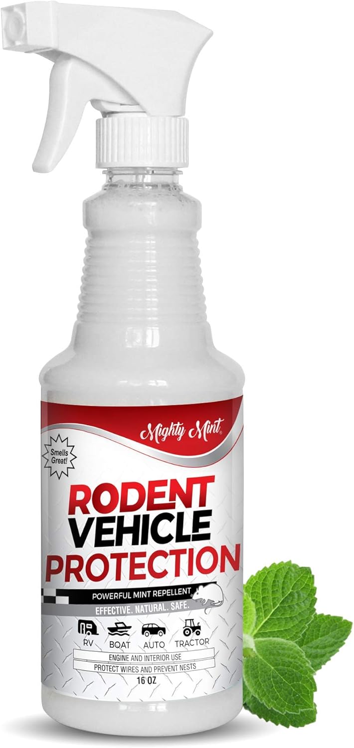 Mighty Mint Peppermint Oil Rodent Repellent Spray for Vehicles Natural Mouse & Rat Control for Car Engines, RVs, Trucks & Boats Plant-Based, Extra-Strong Formula 16 oz Mighty Mint Peppermint Oil Rodent Repellent Spray for Vehicles Natural Mouse & Rat Control for Car Engines, RVs, Trucks & Boats Plant-Based, Extra-Strong Formula 16 oz