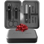 HUMMINGBIRD Manicure Kit for Men, 7 Piece Stainless Steel Mens Nail Grooming Kit with Travel Case, Includes Mens Nail Clippers Set, Nail File, Slant Tip Tweezers, Cuticle Scissors, Nail Care Tools