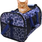 Soft-Sided Kennel Pet Carrier for Small Dogs, Cats, Puppy, Airline Approved Cat Carriers Dog Carrier Collapsible, Travel Handbag & Car Seat (Large: 19" x 11" x 11", Floral Print Blue)
