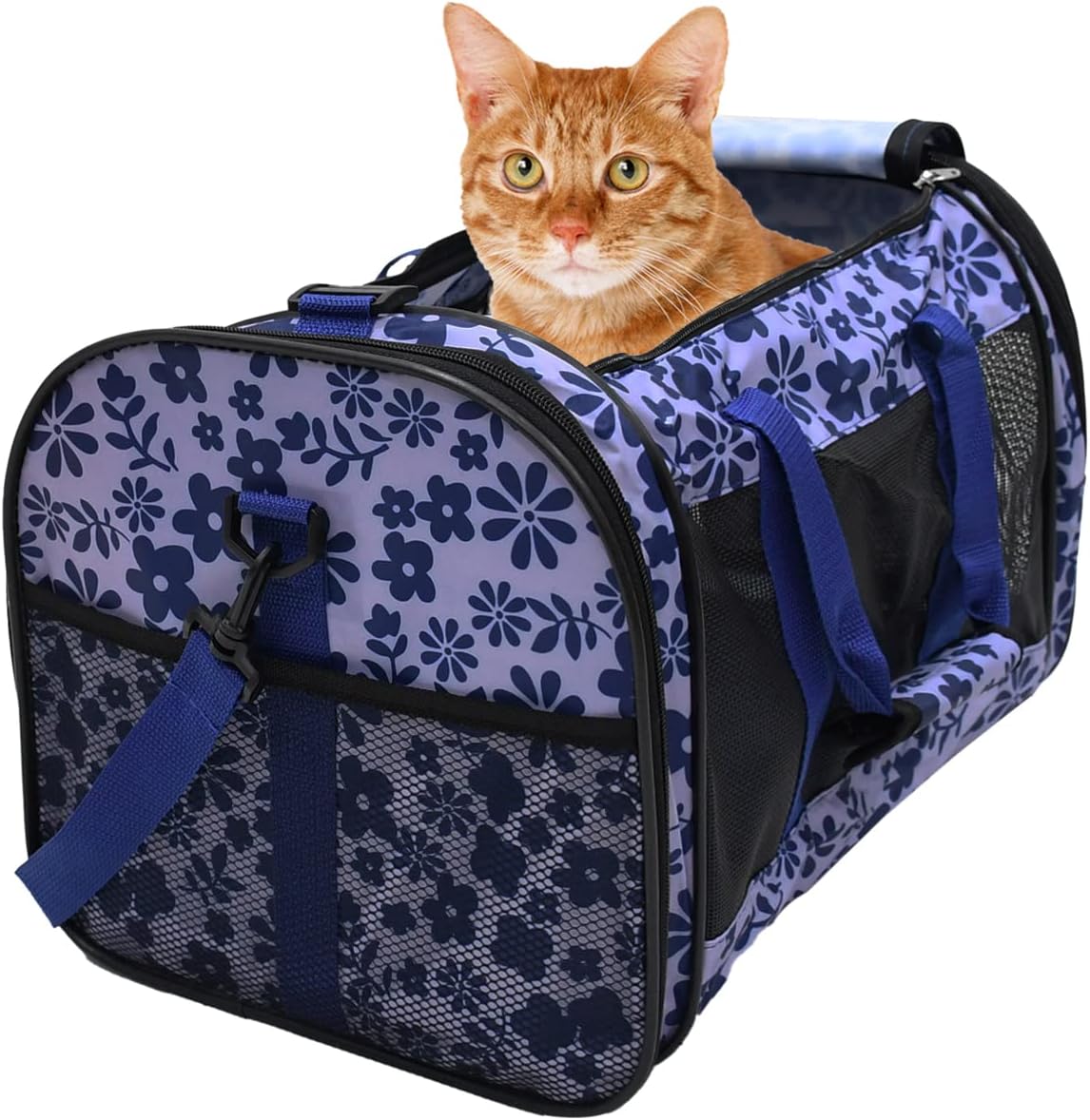 Soft-Sided Kennel Pet Carrier for Small Dogs, Cats, Puppy, Airline Approved Cat Carriers Dog Carrier Collapsible, Travel Handbag & Car Seat (Large: 19" x 11" x 11", Floral Print Blue) Soft-Sided Kennel Pet Carrier for Small Dogs, Cats, Puppy, Airline Approved Cat Carriers Dog Carrier Collapsible, Travel Handbag & Car Seat (Large: 19" x 11" x 11", Floral Print Blue)