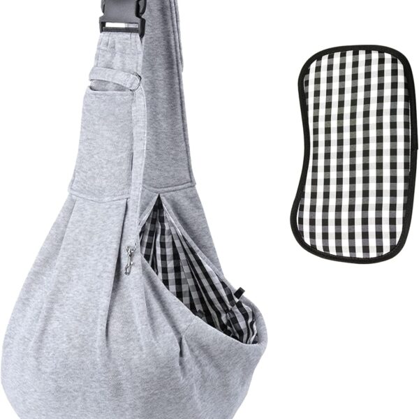 Kanemc Dog Sling Carrier for Small Dogs Cat Puppy Pets Up to 16.5lbs, Comfy Hard Bottom Support, Adjustable Padded Shoulder Strap, Hands-Free Dog Carrier Sling Bag for Outdoor Travel