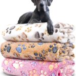 Dog Blankets for Medium Large Dogs, 3 Pack Dog Blanket Washable 41" x 31", Fuzzy Soft Pet Mat Throw Cover for Kennel Crate Bed, Cute Paw Pattern, Cat Blanket, Blankets for Dogs, Pet Blanket