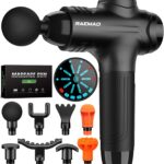 RAEMAO Massage Gun, Handheld Electric Deep Tissue Muscle Massager for Athletes for Pain Relief Attaching 8 Replacement Heads, Percussion Massager with 10 Speeds, Father's Day Gifts, Black