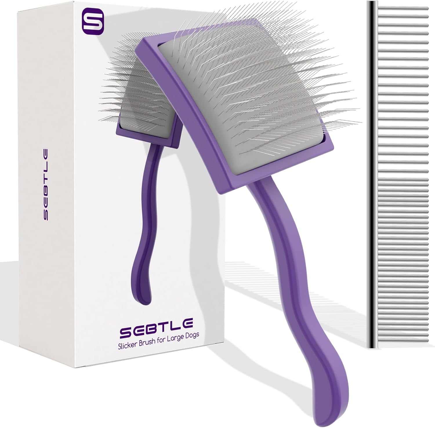 Slicker Brush for Long Haired Dog, Long Bristle Dog Brush, Professional Grooming Tool for Poodle, Goldendoodles, Labradoodles, Easy to Remove Loose Fur, Tangles, Mats, Fluff, Purple Slicker Brush for Long Haired Dog, Long Bristle Dog Brush, Professional Grooming Tool for Poodle, Goldendoodles, Labradoodles, Easy to Remove Loose Fur, Tangles, Mats, Fluff, Purple