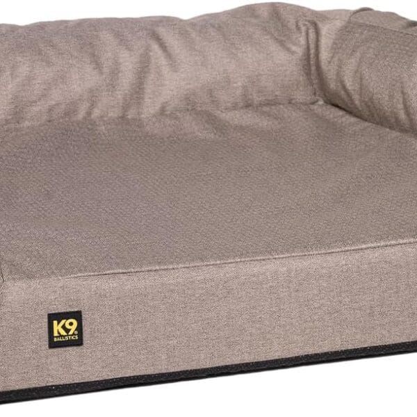 K9 Ballistics Tough Orthopedic Small Bolster Dog Bed - Washable, Durable and Water Resistant Dog Bed - Made for Toy and X-Small Dogs, 24" x 18", Taupe Premium Finish