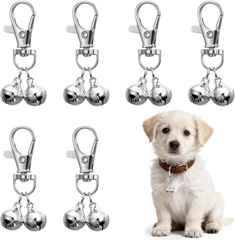 6Pcs Bell for Dog Collar, Cat Bells for Collar Loud, Mini Dog Cat Bell, Silver Pet Pendant Accessories Training Collars Charm with Snap Clips, Safe for Cats & Small Breeds