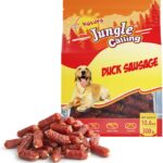 Jungle Calling Soft Duck Sausage Dog Treats, Grain-Free Single Ingredient Tender Duck Jerky, Easy to Chew Training Treats for Small & Medium Dogs, 10.6 oz