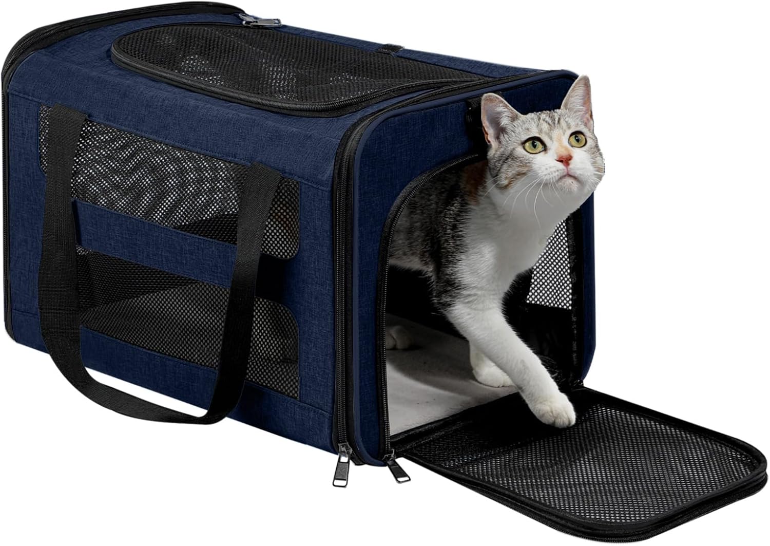 Cat Carrier Soft-Sided 18x11x11 Inch Travel Bag for Medium Cats Over 15lbs, Small Dog Carrier Crate Top Entry Breathable Mesh Puppy 12 Pounds, Pet Rabbit Carrying Cage Kennel Collapsible Navy Cat Carrier Soft-Sided 18x11x11 Inch Travel Bag for Medium Cats Over 15lbs, Small Dog Carrier Crate Top Entry Breathable Mesh Puppy 12 Pounds, Pet Rabbit Carrying Cage Kennel Collapsible Navy