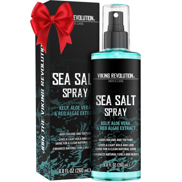 Viking Revolution Sea Salt Spray for Men - Hair Texturizing Spray with Kelp, Aloe Vera and Red Algae Extract - Surf Sprays to Add Volume and Texture for Men and Women Beach Hair - 8.8oz