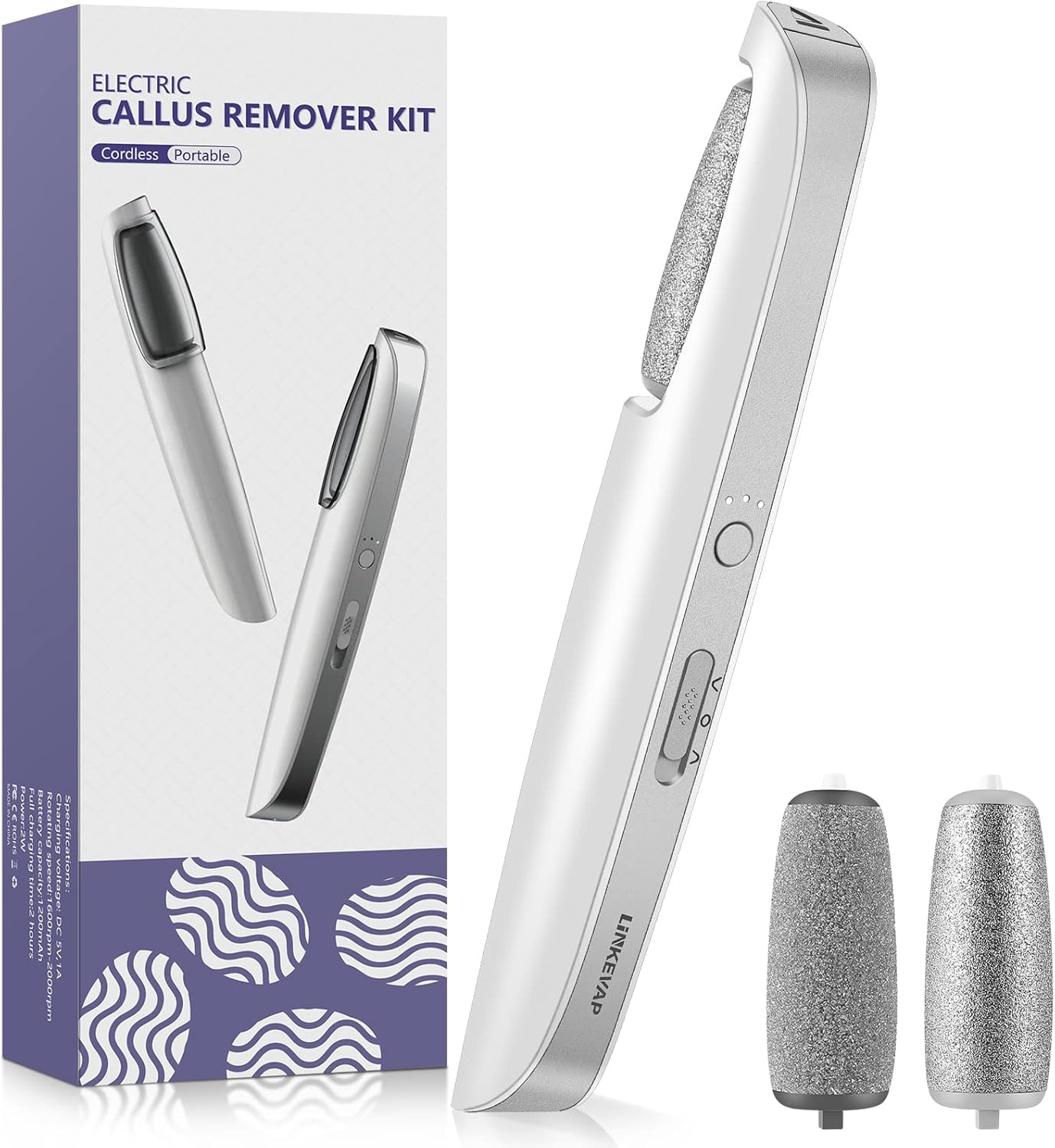 LINKEVAP Electric Callus Remover for Feet, Professional Pedicure Kit Foot Scrubber for Dry, Dead, Cracked, Hard Skin, at Home Feet Spa Care Kit for Men & Women (Cold White) LINKEVAP Electric Callus Remover for Feet, Professional Pedicure Kit Foot Scrubber for Dry, Dead, Cracked, Hard Skin, at Home Feet Spa Care Kit for Men & Women (Cold White)
