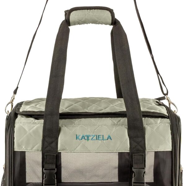 Deluxe Quilted Airline Approved Pet Dog & Cat Carrier for Airplane Travel - by Katziela (Large, Gray)