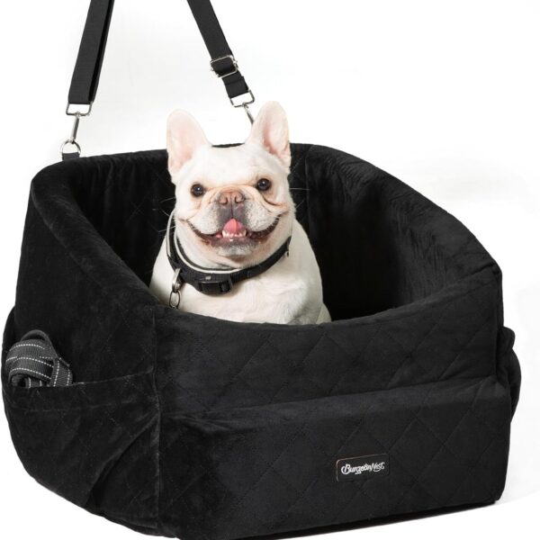 Dog Car Seat for Small Dogs, Washable Dog Car Bed Under 30lbs, Pet Booster Seat Travel Carseats with Reinforced Safety Straps,Clip-on Leash and Storage Pockets