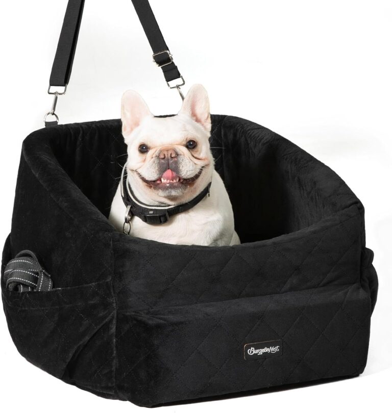 Dog Car Seat for Small Dogs, Washable Dog Car Bed Under 30lbs, Pet Booster Seat Travel Carseats with Reinforced Safety Straps,Clip-on Leash and Storage Pockets