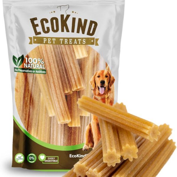 EcoKind Pet Treats Premium Gold Chicken Flavored Churro Chews | All Natural Himalayan Yak Cheese Dog Chew for Small to Large Dogs | Keeps Dogs Busy & Enjoying Indoors & Outdoor Use (10 Sticks)