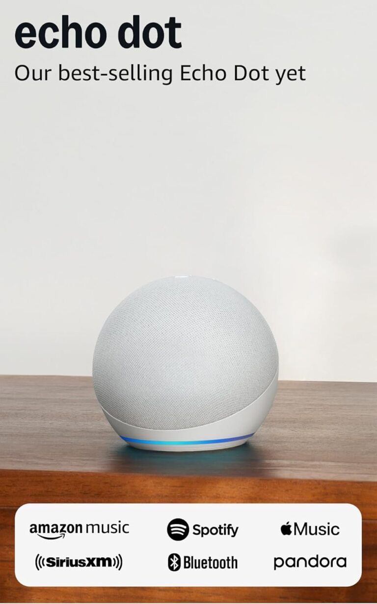 Amazon Echo Dot (newest model) - Vibrant sounding speaker with Alexa+ Early Access, Great for bedrooms, dining rooms and offices, Glacier White