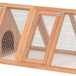 GOJOOASIS Chicken Coop for 2 Chickens Small Rabbit Hutch Quail Coop Wooden Bunny Cages Outdoor Chicken House w/Ventilating Wire (Wood)