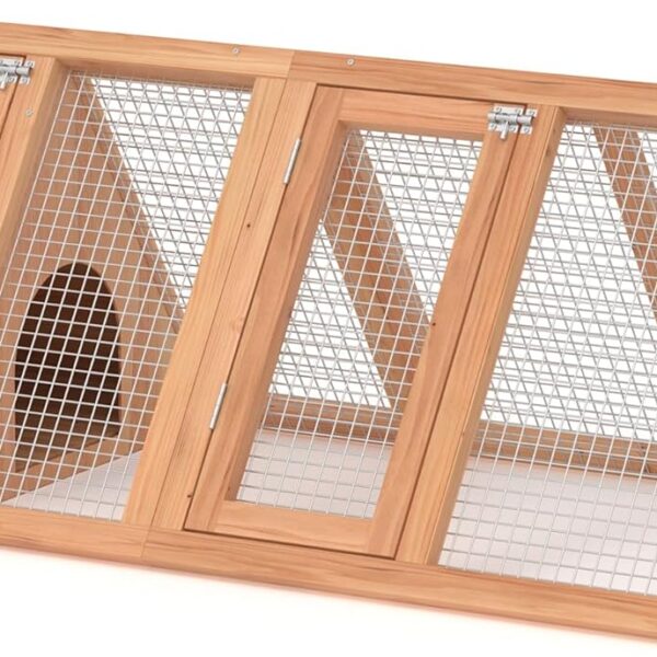 GOJOOASIS Chicken Coop for 2 Chickens Small Rabbit Hutch Quail Coop Wooden Bunny Cages Outdoor Chicken House w/Ventilating Wire (Wood)