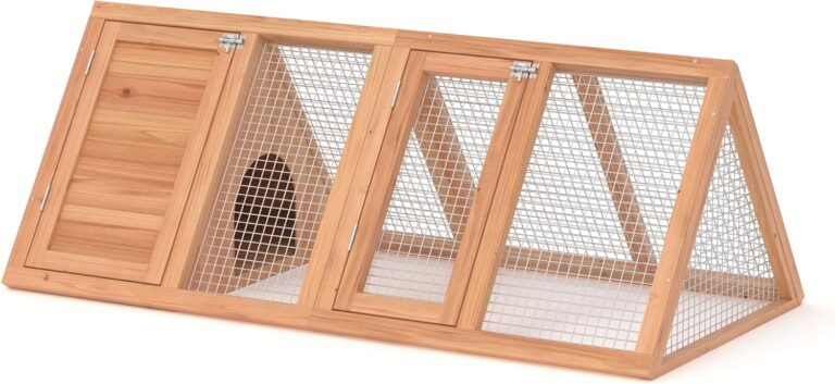 GOJOOASIS Chicken Coop for 2 Chickens Small Rabbit Hutch Quail Coop Wooden Bunny Cages Outdoor Chicken House w/Ventilating Wire (Wood)