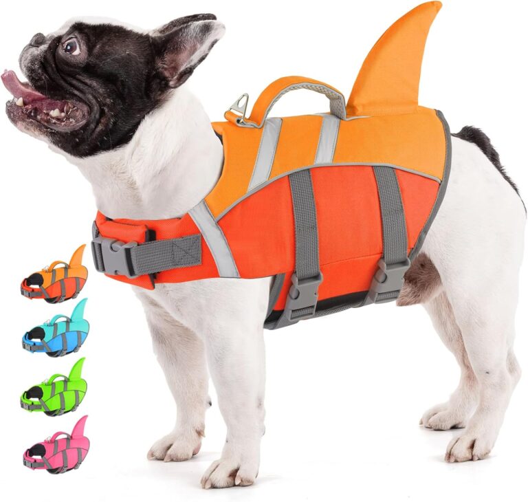 Doglay Shark Dog Life Jacket - Reflective Dog Life Vest for Swimming and Boating with Rescue Handle, Adjustable High Buoyancy Floating Vest for Small Medium Large Dogs