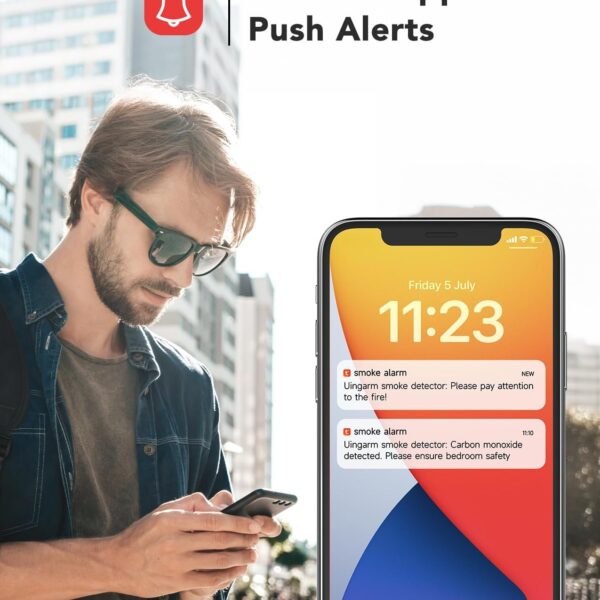 Smart Smoke Detector Fire Alarm with Replaceable Battery, Wi-Fi Smoke Detector, Real-Time App Notifications, 3-Pack