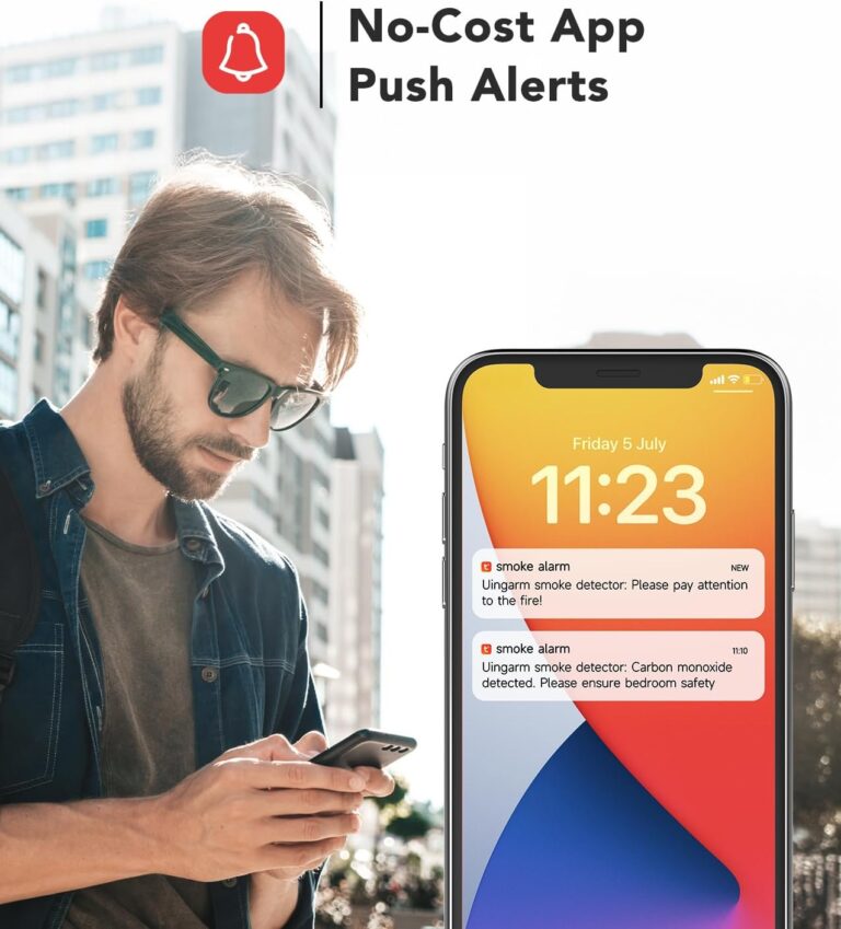 Smart Smoke Detector Fire Alarm with Replaceable Battery, Wi-Fi Smoke Detector, Real-Time App Notifications, 3-Pack