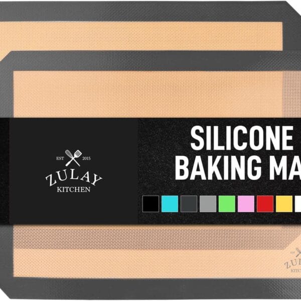 Zulay Kitchen Silicone Baking Mat Set 2-Pack 16.5 11.6 Reusable Non-Stick Silicone Baking Sheets, Food-Safe, Heat-Resistant up to 250F Perfect for Cookies, Pastries & Oven Use (Dark Gray)