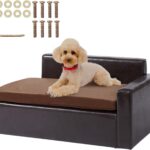 VEVOR Leather Dog Bed for Medium Size Dog, Douch Couch Pet Sofa for Puppy and Cats, Washable Pet Couch and Chair, 50lbs Load Capacity, Black