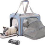 Small Dog Carriers Airline Approved,Blue Cats Travel Bag,Personality,Expandable,Ventilated,Sturdy Pets Carriers Rabbits Bunny Puppies Cage Small Animals Outdoor Carry Kennel