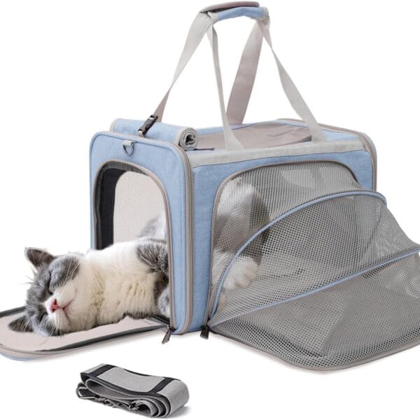 Small Dog Carriers Airline Approved,Blue Cats Travel Bag,Personality,Expandable,Ventilated,Sturdy Pets Carriers Rabbits Bunny Puppies Cage Small Animals Outdoor Carry Kennel