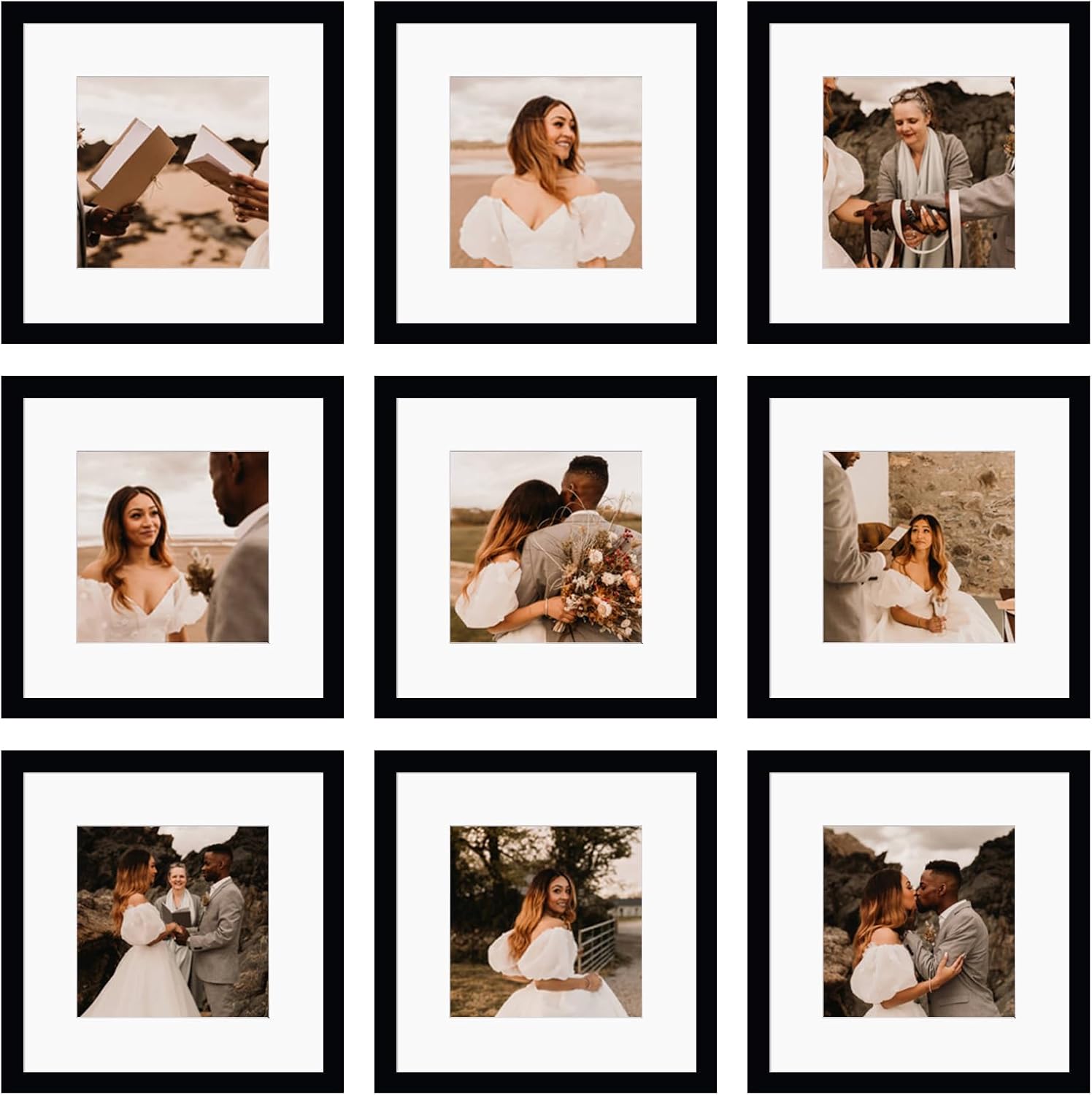 12x12 Picture Frame Set of 9, Display Pictures 8x8 with Mat or 12x12 without Mat, Multi Collage Gallery Square Photo Frames for Wall or Tabletop, Black 12x12 Picture Frame Set of 9, Display Pictures 8x8 with Mat or 12x12 without Mat, Multi Collage Gallery Square Photo Frames for Wall or Tabletop, Black