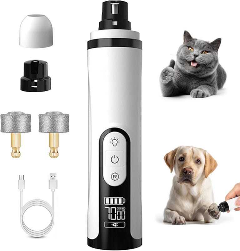 Silent Groom Pro Nail Grinder, 2026 Dog Nail Grinder 3 Speeds with LED Light & Rechargeable USB Charging Pet Nail Grinders for Dog Cat Home Use (White Black)
