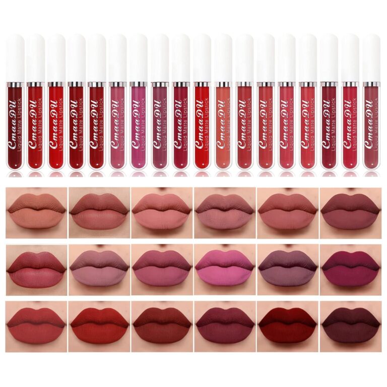 BONNIE CHOICE 18Pcs Matte Liquid Lipstick Set, Waterproof Long Lasting Non-Stick Cup Nude Lipstick Dark Red Lipstick for Women 24 Hour High Pigmented Lip Gloss Set Christmas Day Gifts for Women