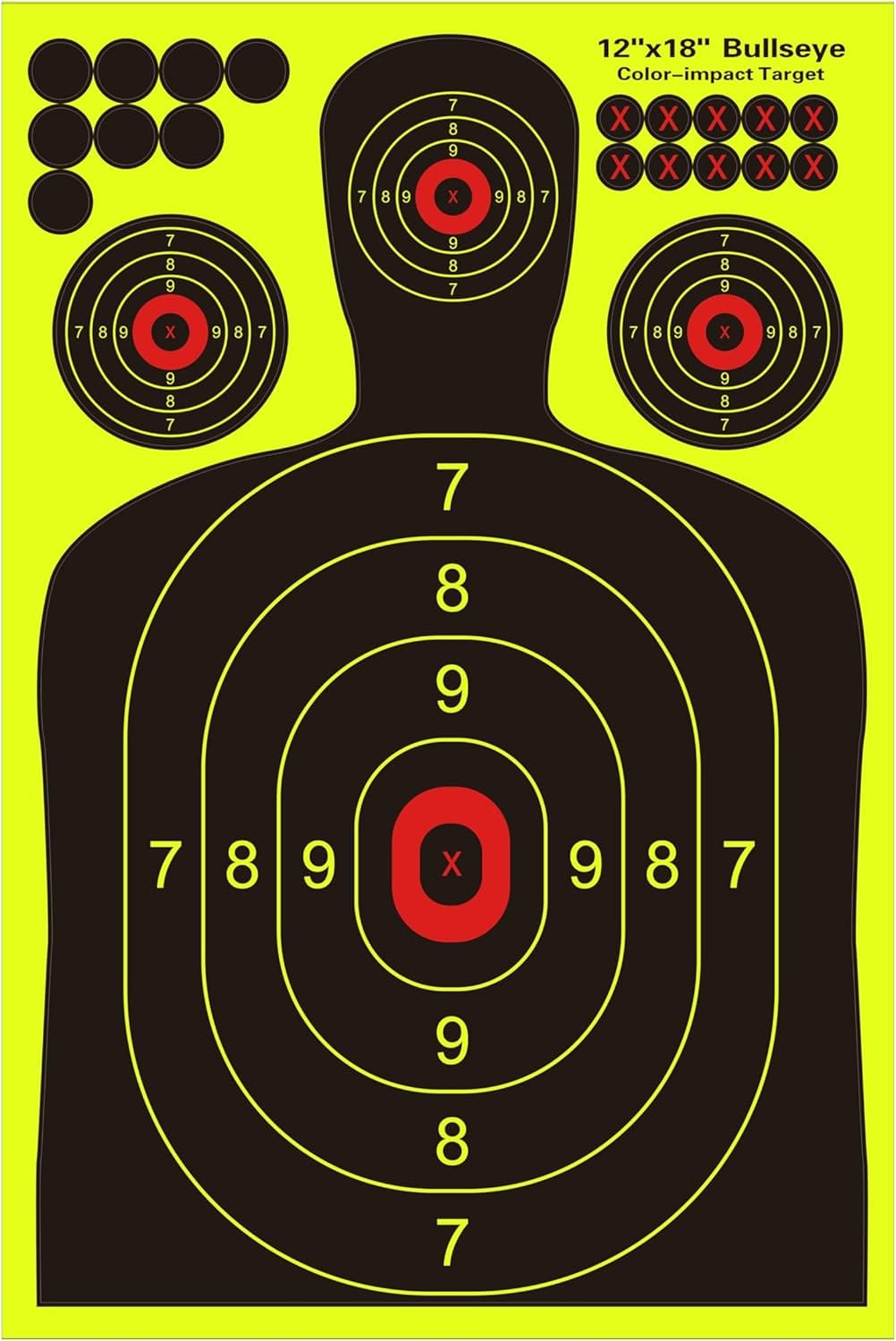 12x18 inch Silhouette Splatter Targets - Bright Fluorescent Yellow Easily seen on Impact When Hitting Target for BB Guns, airguns, Rifles, Indoor and Outdoor ranges (10/25/50/100 Pack) 12x18 inch Silhouette Splatter Targets - Bright Fluorescent Yellow Easily seen on Impact When Hitting Target for BB Guns, airguns, Rifles, Indoor and Outdoor ranges (10/25/50/100 Pack)