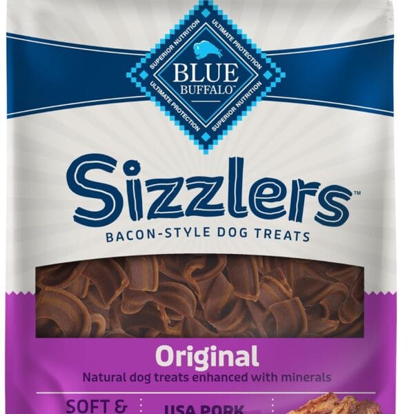 Blue Buffalo Sizzlers Bacon-Style Dog Treats with Real USA Pork, Original Flavor, 15-oz Bag