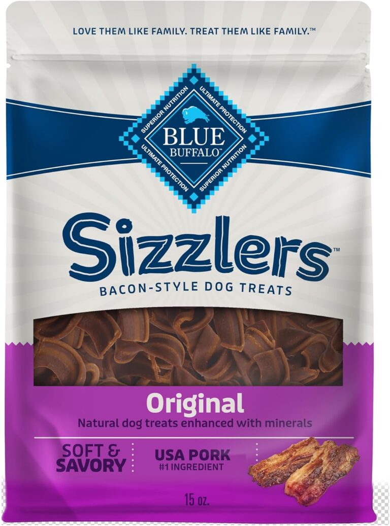Blue Buffalo Sizzlers Bacon-Style Dog Treats with Real USA Pork, Original Flavor, 15-oz Bag