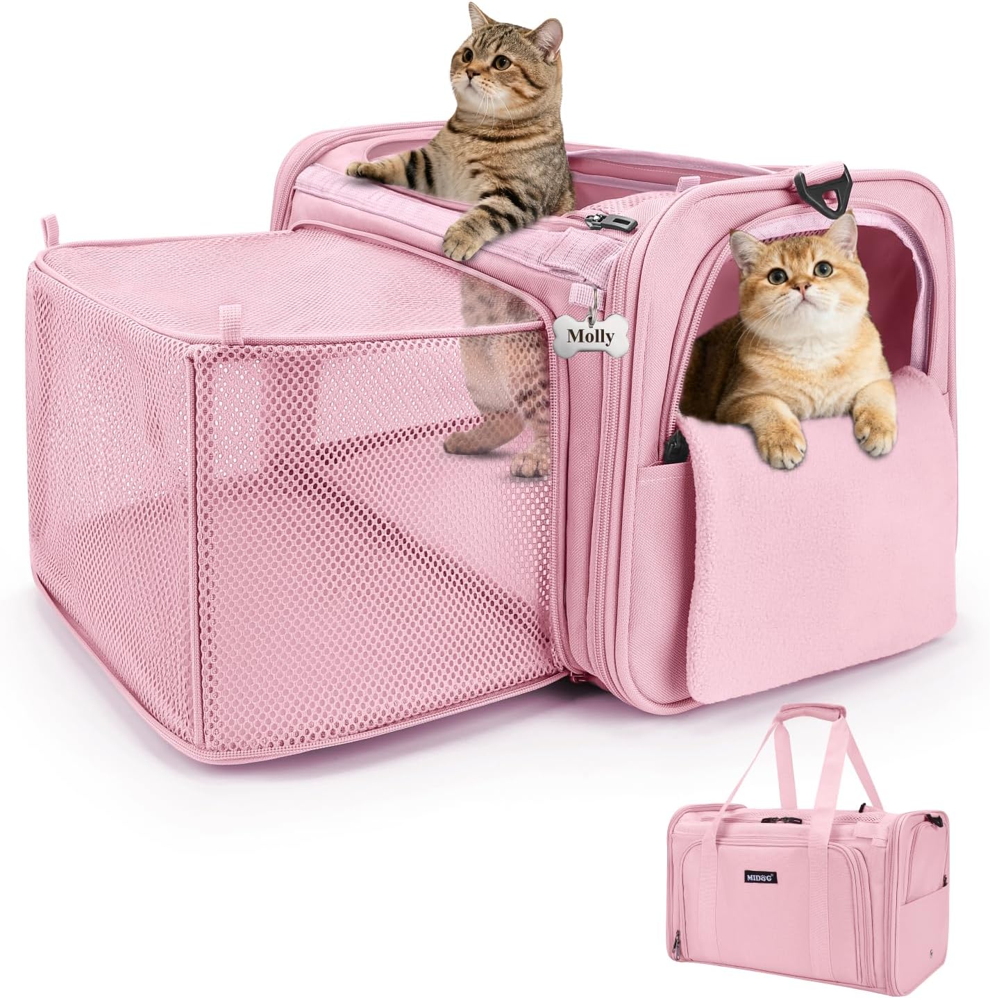 MIDOG Cat Carrier Soft, TSA Approved Airline Travel Carrier for Cats and Small Dogs, Under Seat Pet Bag with Expandable Space & Escape-Proof Zippers (Coral) MIDOG Cat Carrier Soft, TSA Approved Airline Travel Carrier for Cats and Small Dogs, Under Seat Pet Bag with Expandable Space & Escape-Proof Zippers (Coral)