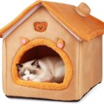 Cat House Inside Cat Sleeping Tent Dog House Bed Indoor with Non-Slip Bottom 15.75inch Orange