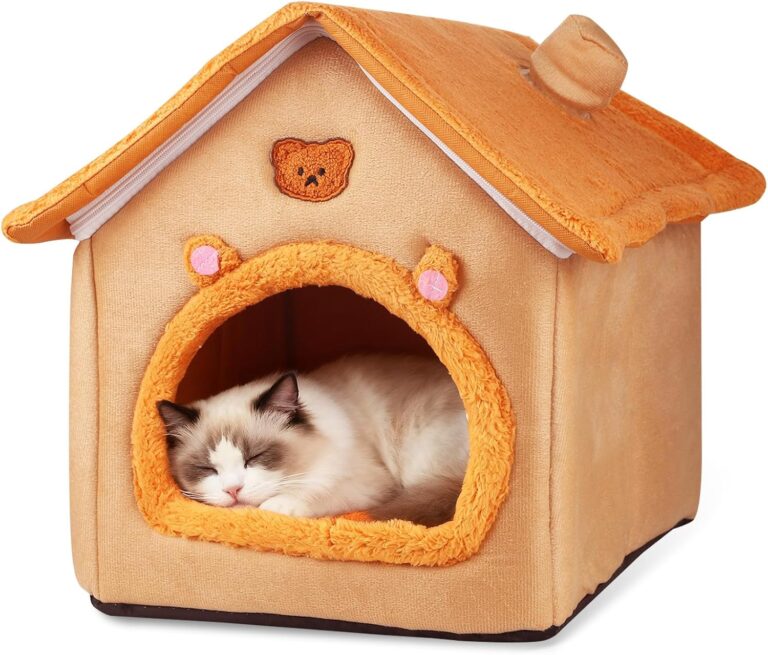 Cat House Inside Cat Sleeping Tent Dog House Bed Indoor with Non-Slip Bottom 15.75inch Orange