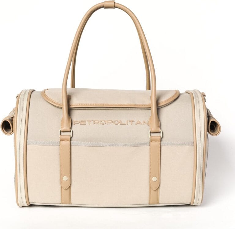 Soft-Sided Pet Carrier for Cats and Small Dogs  Stylish, Airline-Approved Travel Bag with Mesh Ventilation, Collapsible, Removable Pad and Safety Leash, Fits up to 16 lb