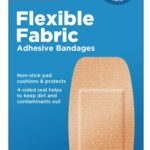 Amazon Basic Care Flexible Fabric Adhesive Bandages, XL (2 in x 4 in), Protection for All Skin Types, Flexible Stretch That Conform to Wounds, 10 Count