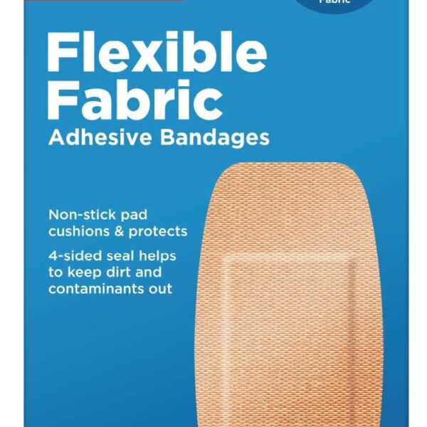 Amazon Basic Care Flexible Fabric Adhesive Bandages, XL (2 in x 4 in), Protection for All Skin Types, Flexible Stretch That Conform to Wounds, 10 Count