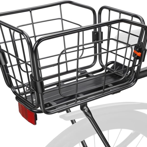 ONVIAN Rear Bike Rack, Aluminum Alloy Bike Cargo Rack, 22L Large Capacity Bicycle Basket, Foldable & Removable for Adult Bikes, 165 LB Load