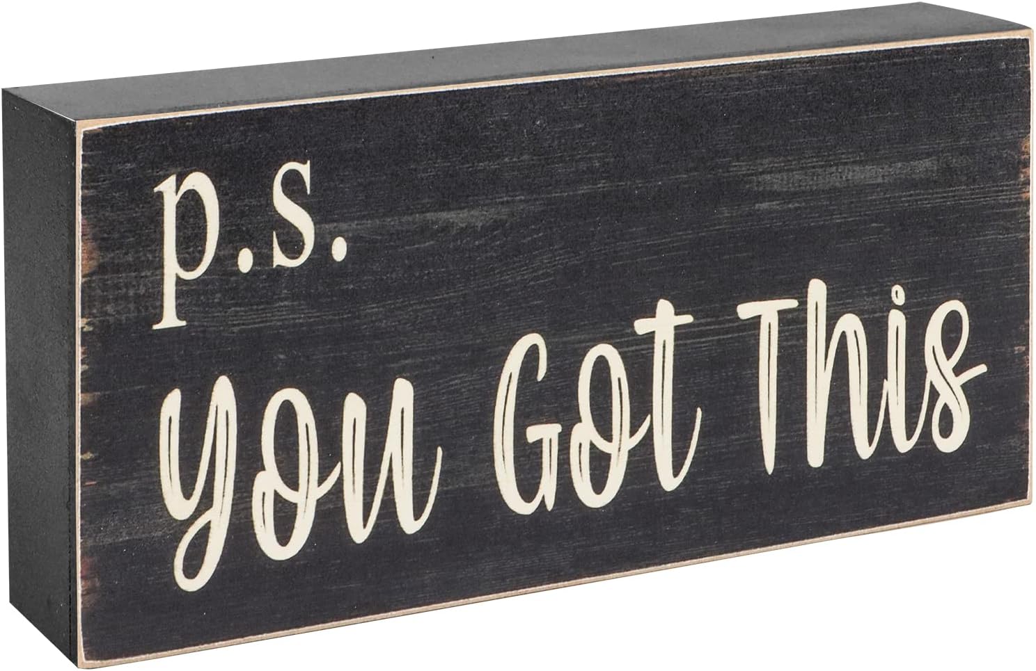 Esur Motivational Home Office Desk Black Decor - Farmhouse Wooden Box Sign Gift for Women - P.S. You Got This Esur Motivational Home Office Desk Black Decor - Farmhouse Wooden Box Sign Gift for Women - P.S. You Got This
