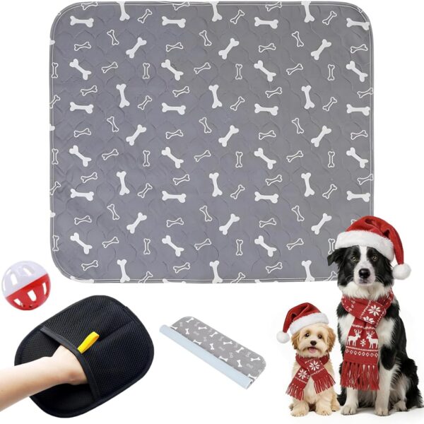 Puppy Pads with Pheromones, Washable Puppy Pee Pads for Dogs Reusable Puppy Pads for Dogs and Cats - Leak & Odor Proof, Non-Slip Base Training Pads for Home & Travel(with Pet Hair Removal Gloves)