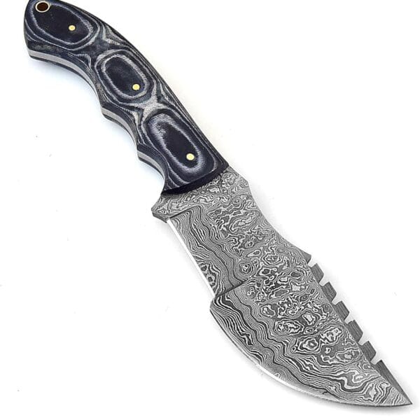Poshland TR-1168 Custom Handmade Damascus Steel 10 Inches Tracker Knife - Perfect Grip Black Micarta Handle