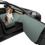 Dog Car Seat Cover for Front Passenger Side with Dashboard & Door Protector Detachable Washable Pet Seat Travel Hammock Cushion for Sedans SUVs and Small Trucks (Green Black)